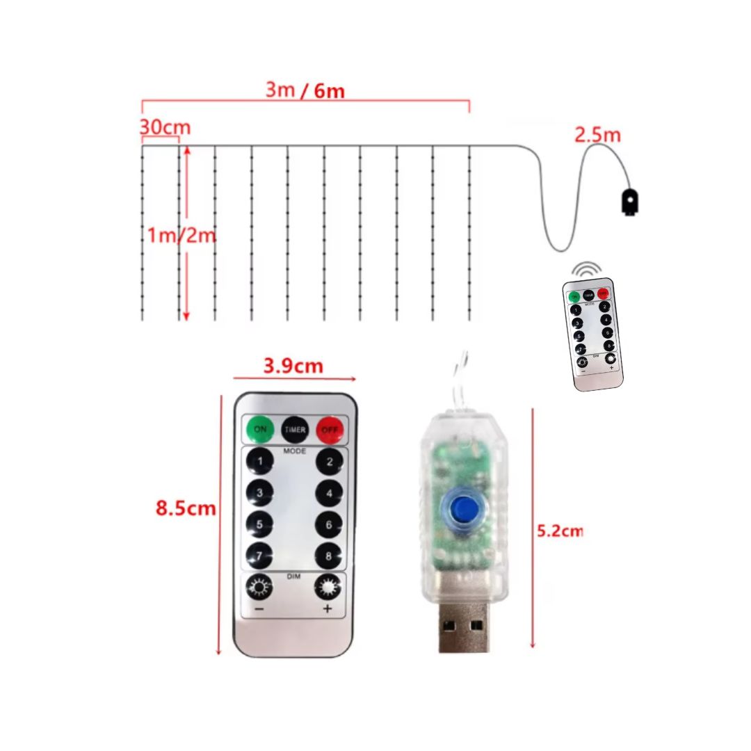 3m Koristeellinen verho LED-valot